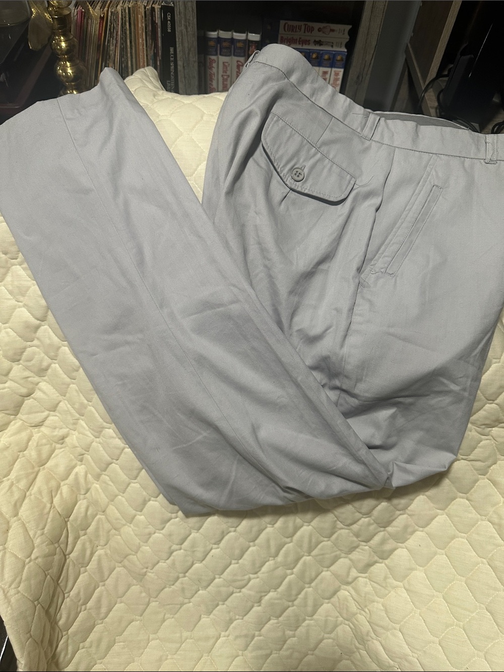 Grey cotton/polyester blend trousers